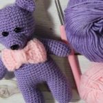Crochet bear with bow amigurumi free pattern