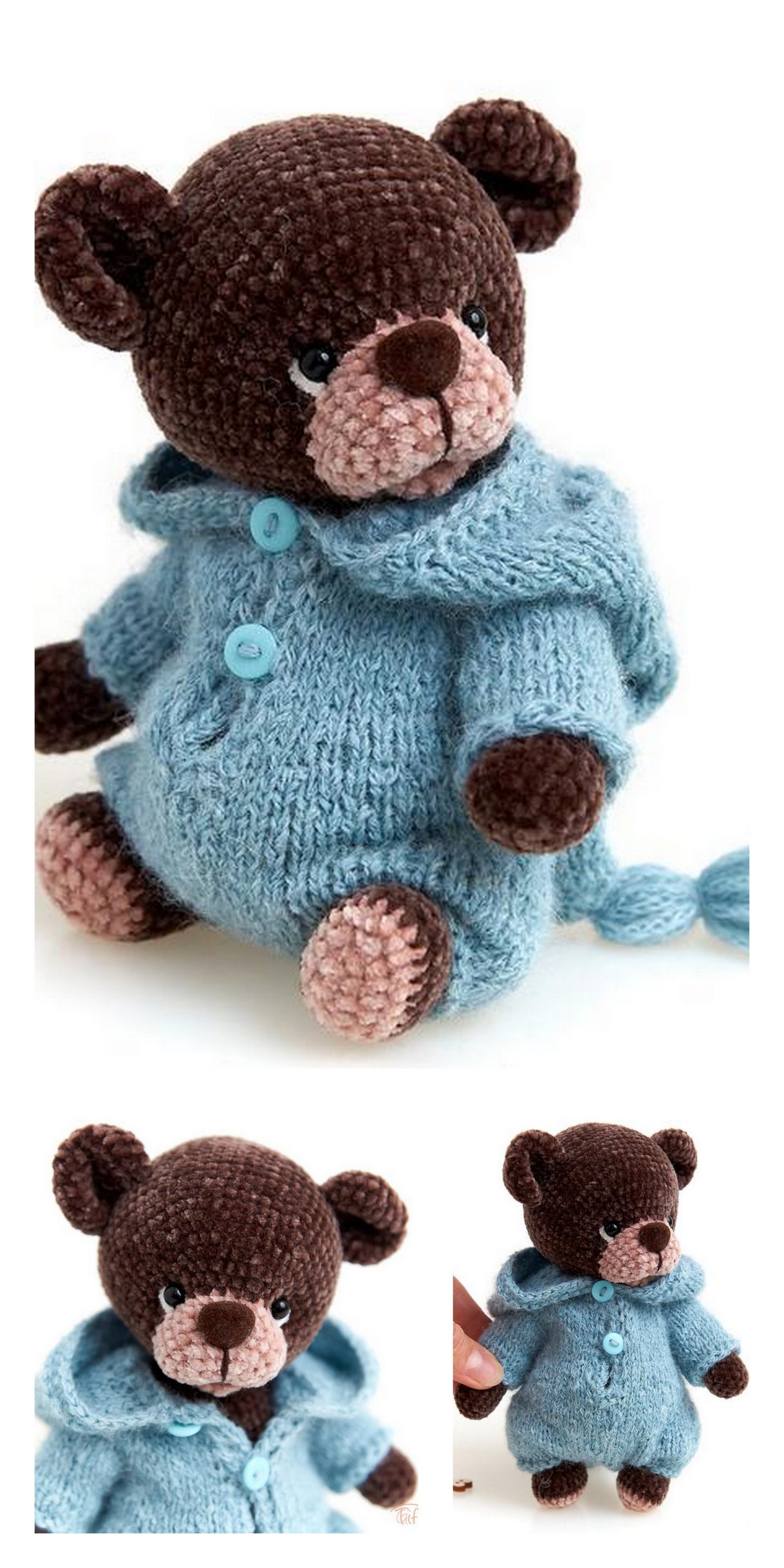 crochet teddy bear in pajamas