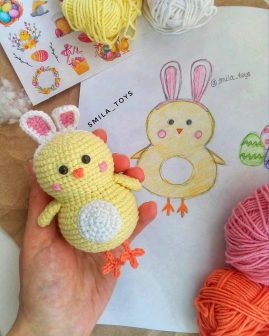 Amigurumi Easter Chick Wearing Bunny Ears Free Pattern