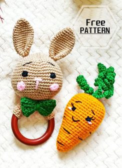 Little Bunny Rattle With Carrot Scaled