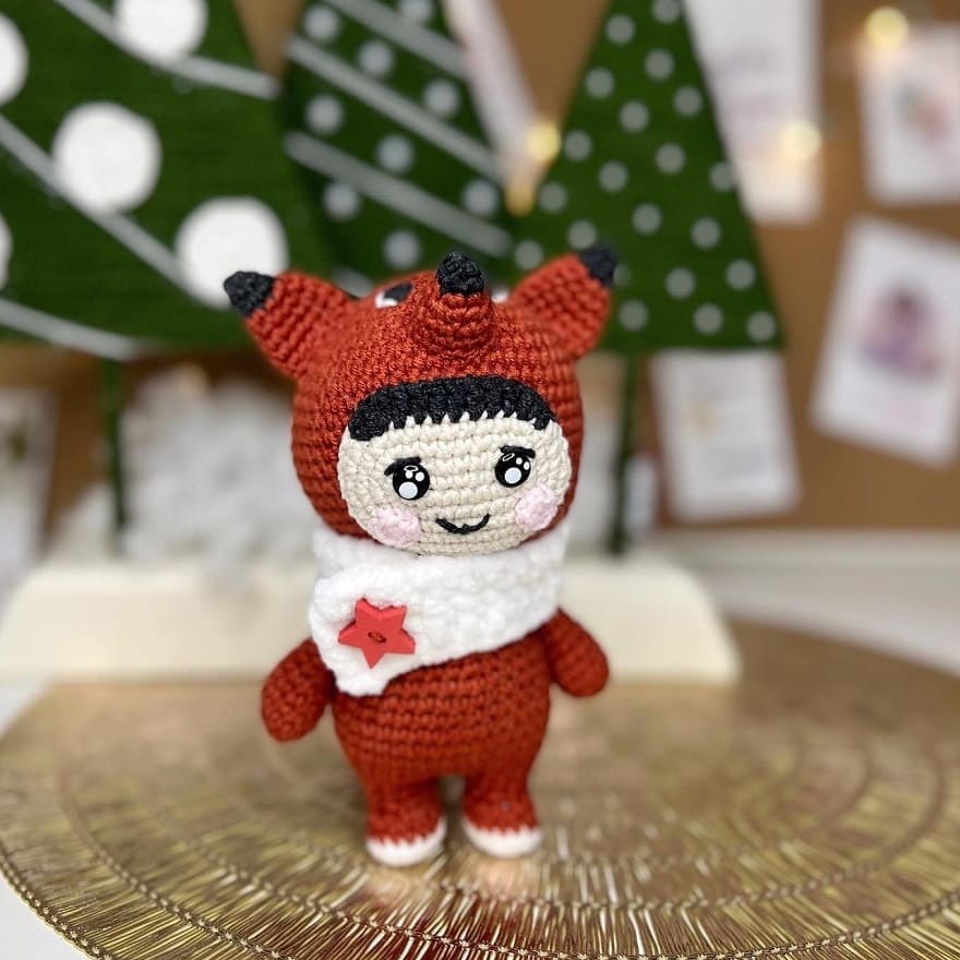Amigurumi Doll In Fox Costume Free Pattern-1