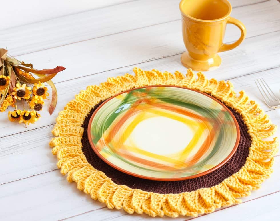 Amigurumi Sunflower Crochet Placemat Free Pattern