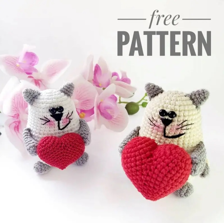 Amigurumi Valentine Little Cat Free Pattern-2