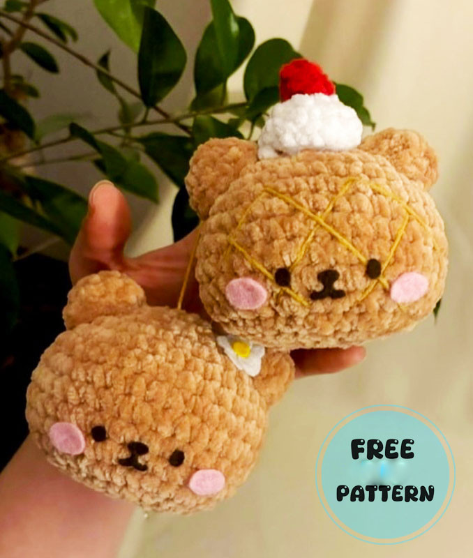 Amigurumi Bear Melon Pan Christmas Ornament Free Pattern-1