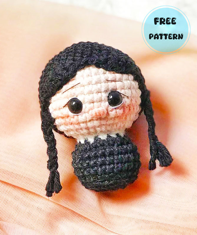 Amigurumi Wednesday Addams Keychain Doll Free Pattern-1