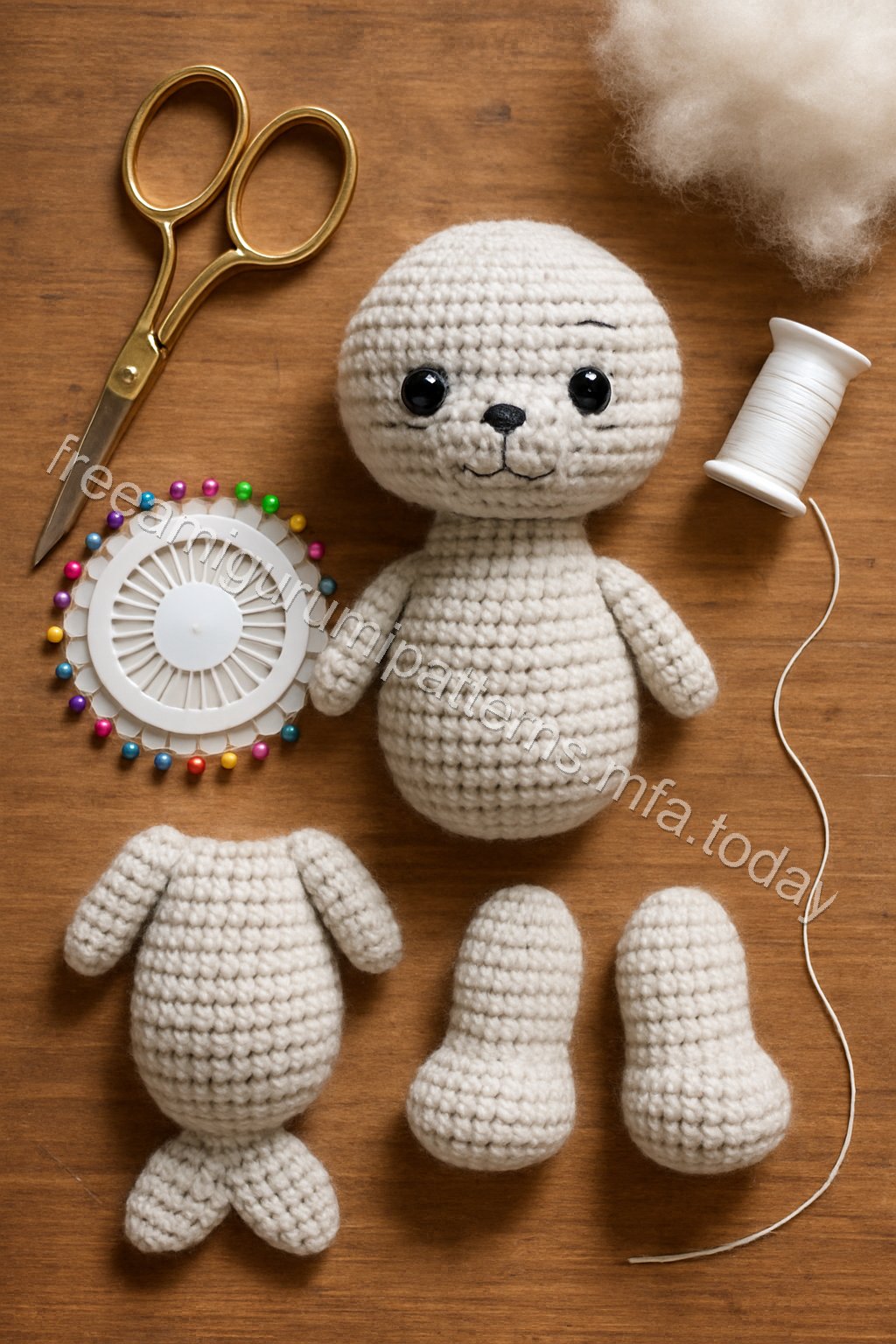 Free Crochet Pattern: Adorable Amigurumi Fur Seal crochet parts