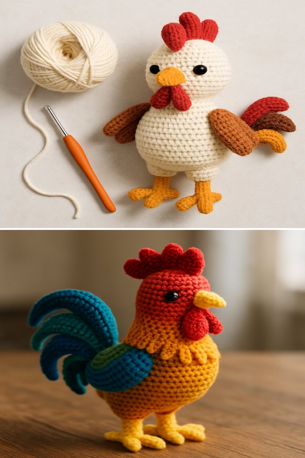 Amigurumi Rooster Free Crochet Pattern - Craft Your Own Farm Animal