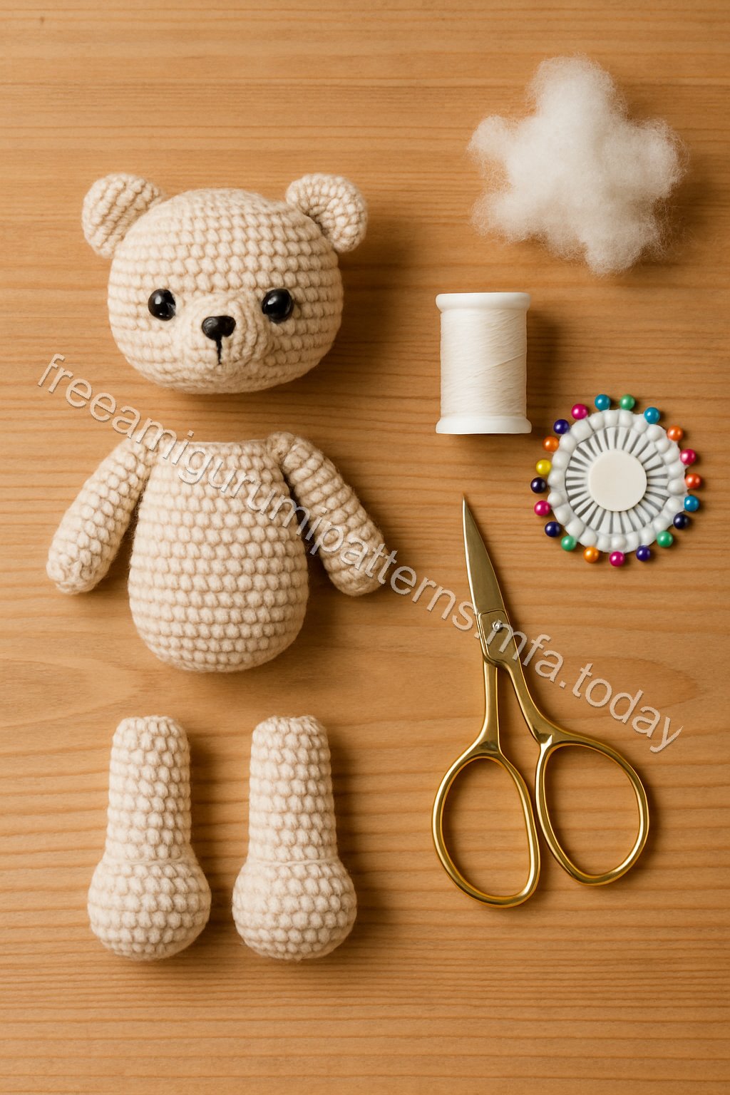 Free Crochet Pattern: Adorable Amigurumi Bear crochet parts
