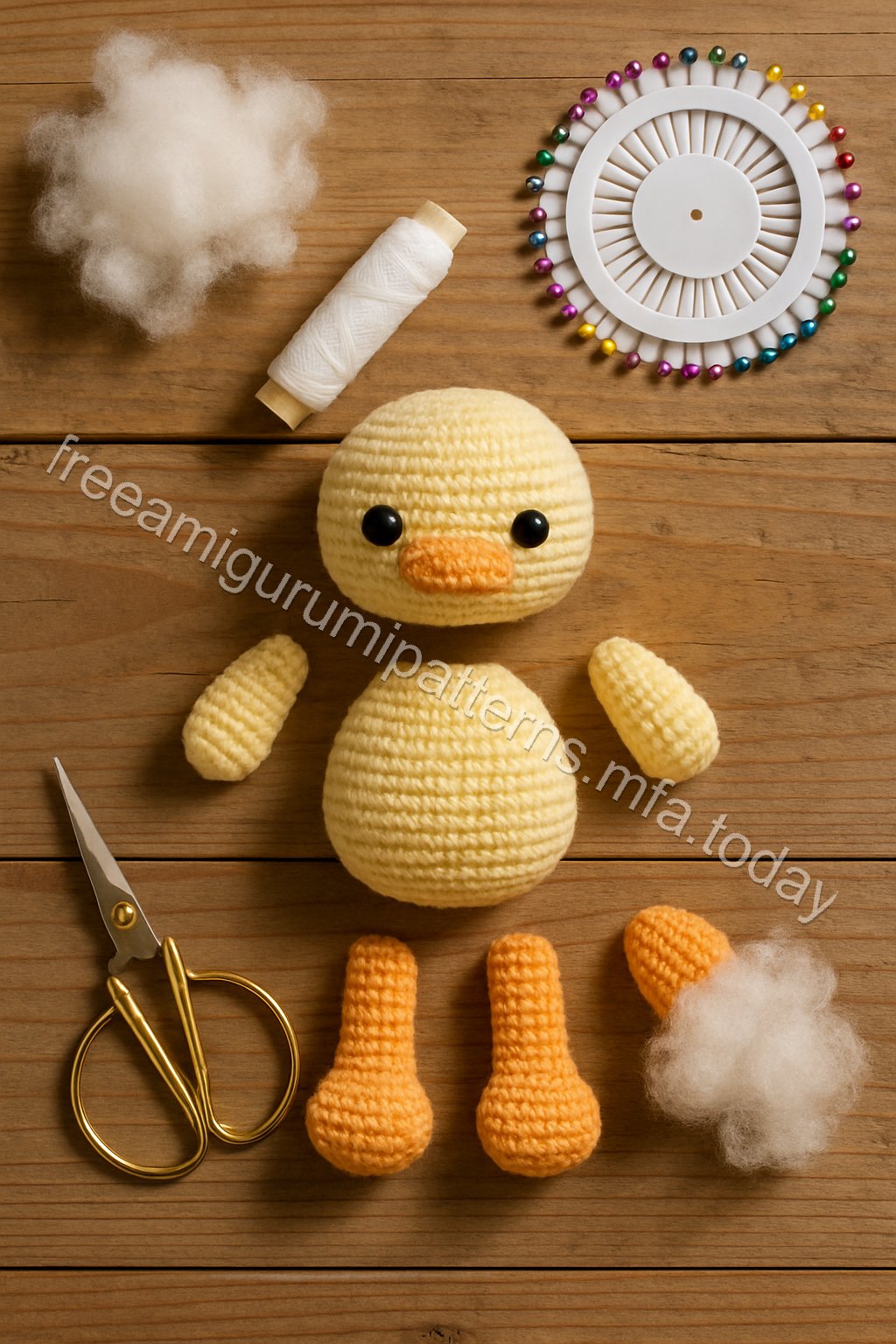 Free Crochet Pattern for a Cute Baby Duck Amigurumi crochet parts