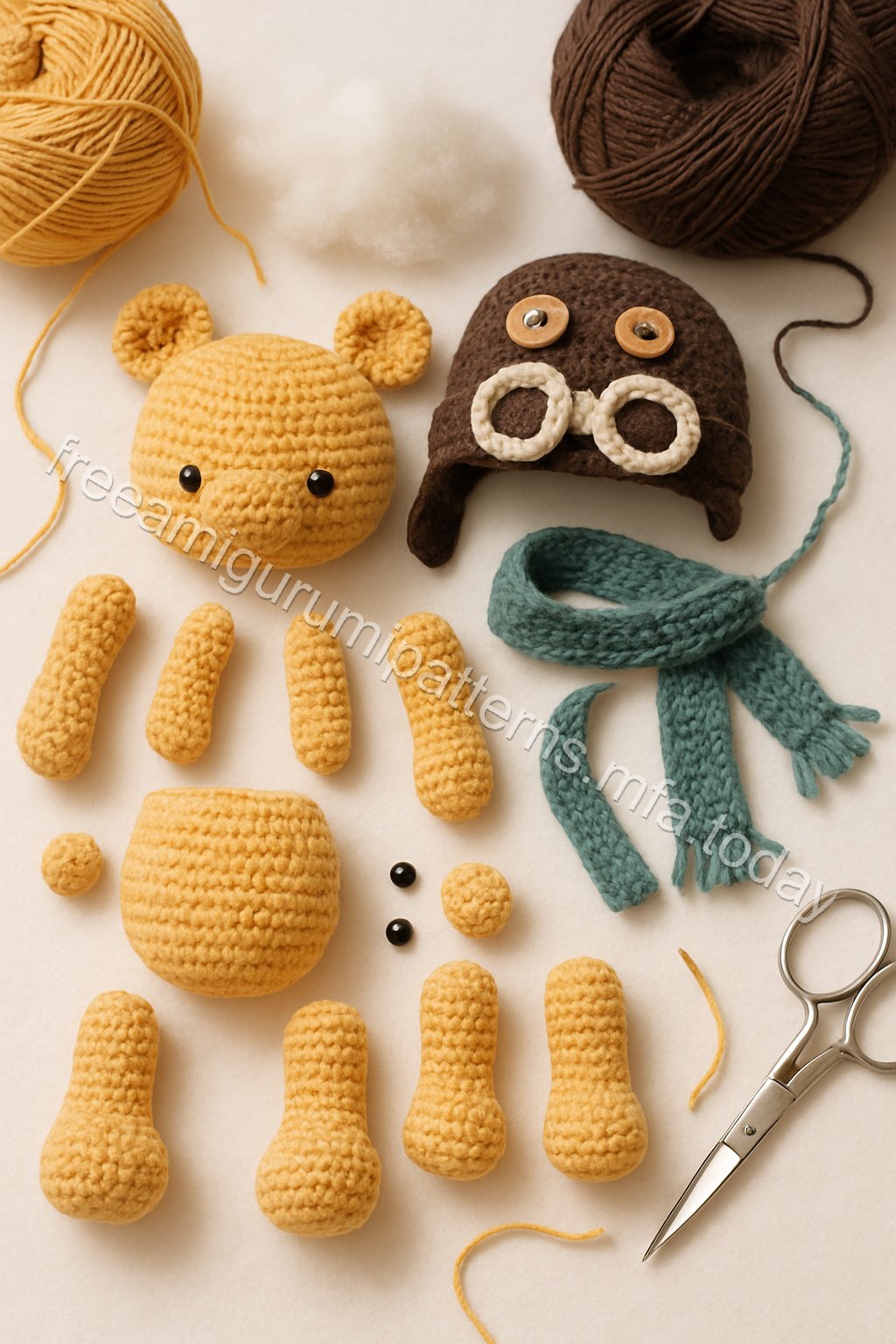 Amigurumi Aviator Bear Free Pattern crochet parts