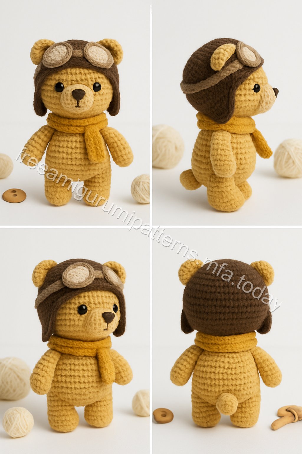 Amigurumi Aviator Bear Free Pattern