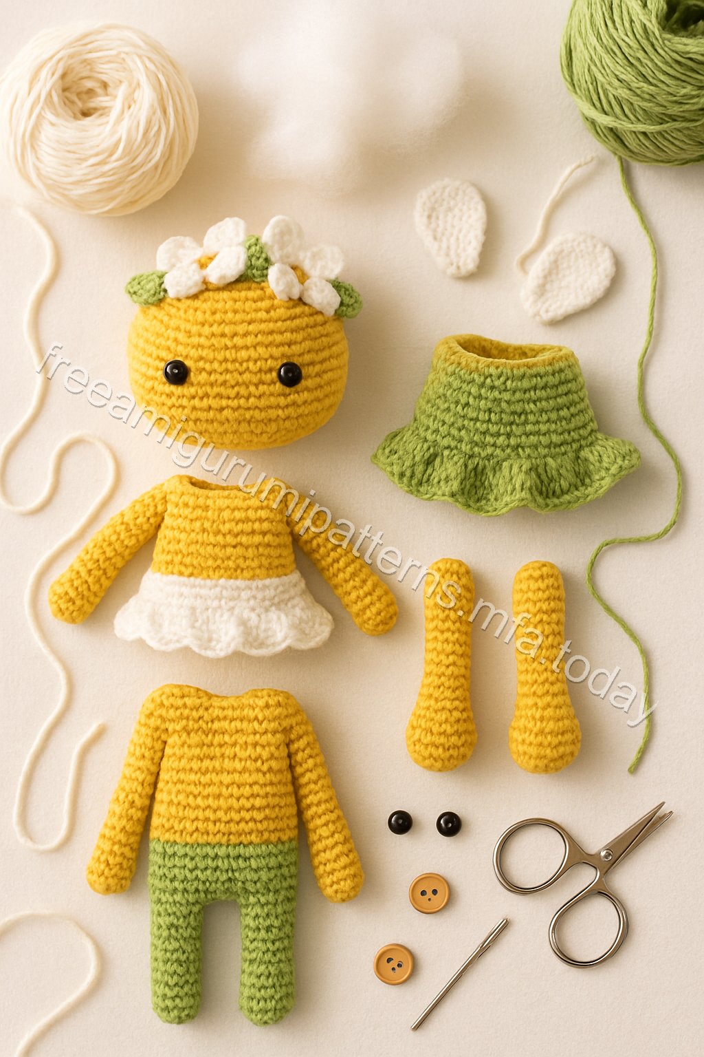 Amigurumi Daisy Free Pattern crochet parts