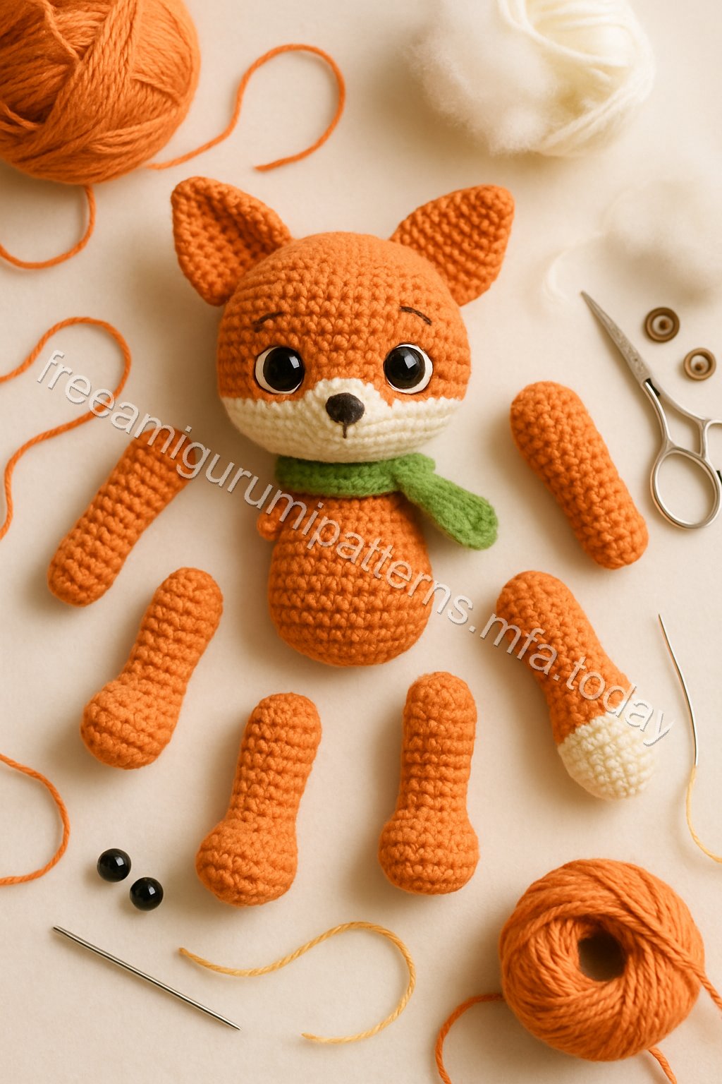 Amigurumi Fox Free Pattern crochet parts