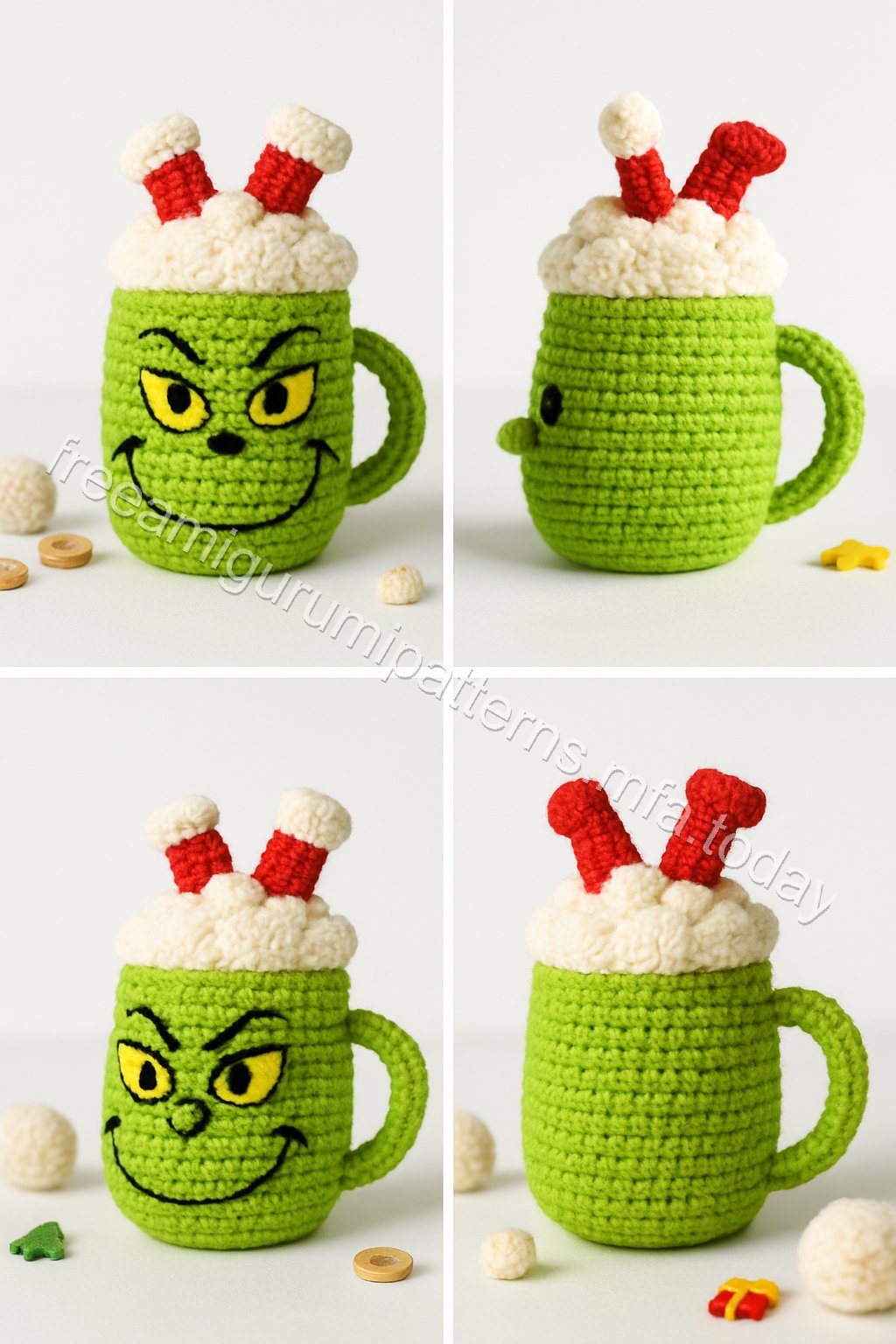 Amigurumi Grinch Mug Free Pattern