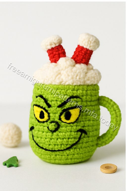 Amigurumi Grinch Mug Free Pattern