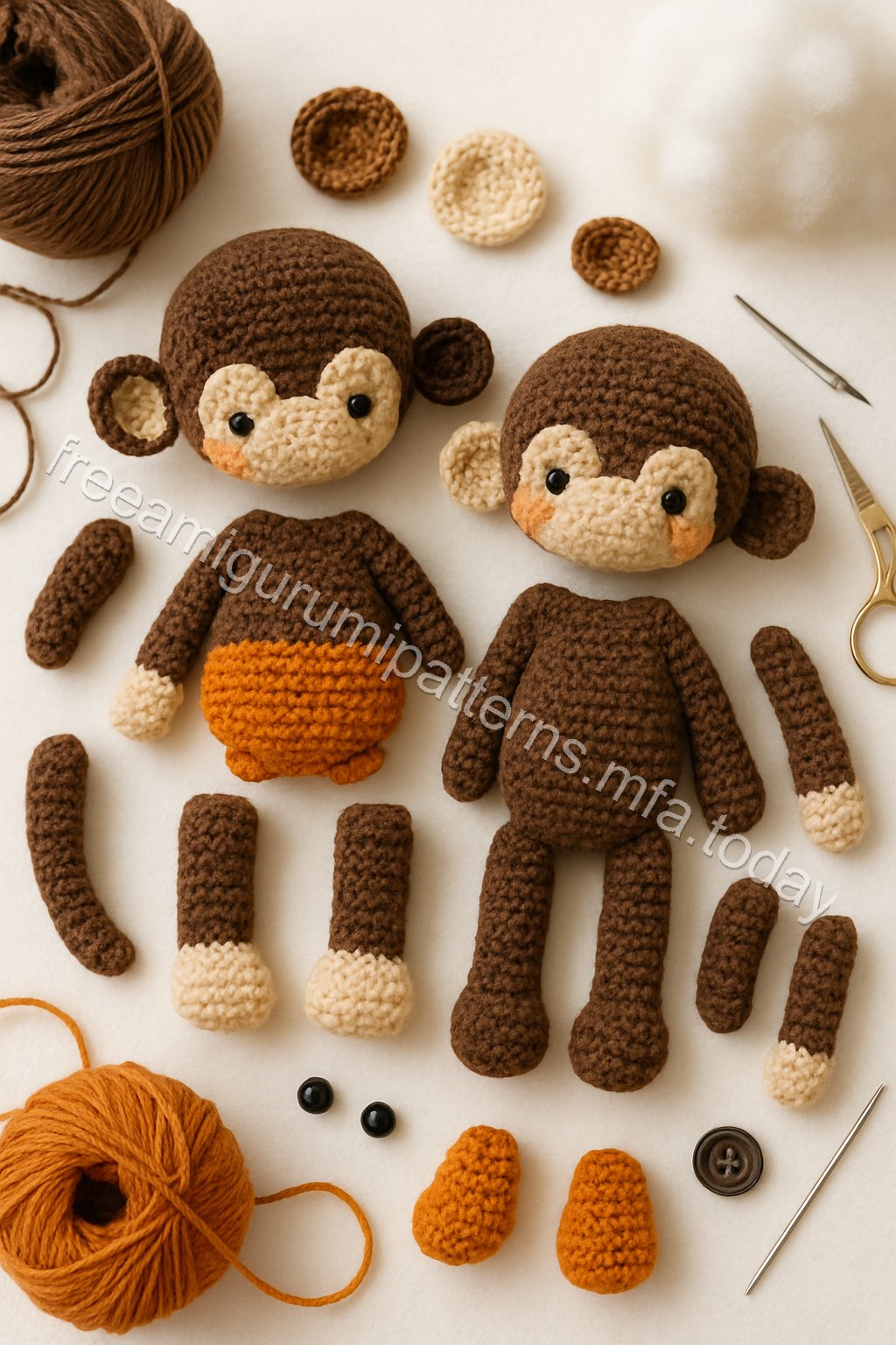 Amigurumi Embracing Monkeys Free Pattern crochet parts