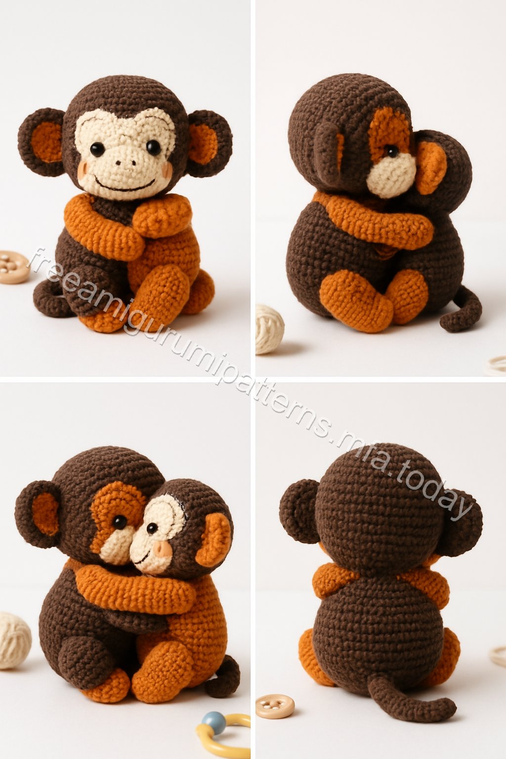 Amigurumi Embracing Monkeys Free Pattern