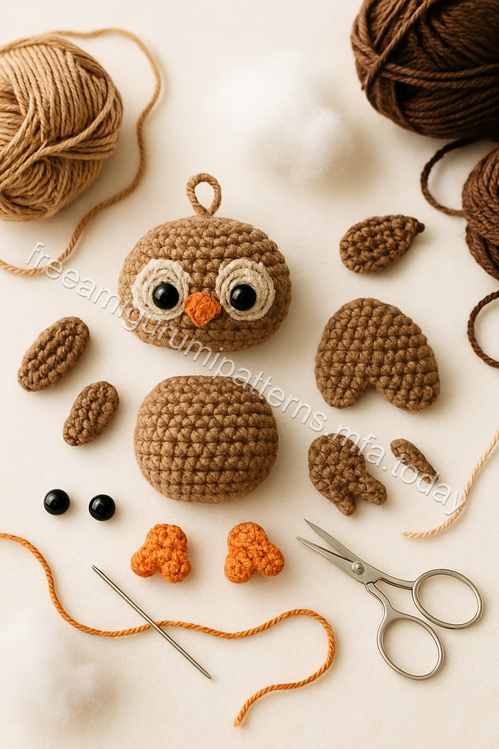 Amigurumi Owl Keychain Free Pattern crochet parts