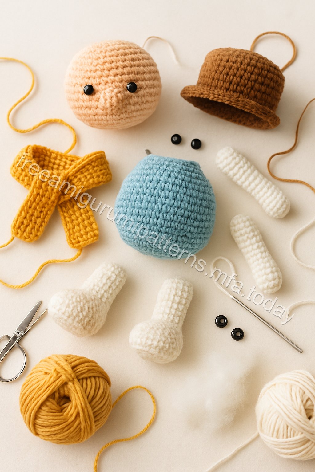 Amigurumi Snowman Free Pattern crochet parts