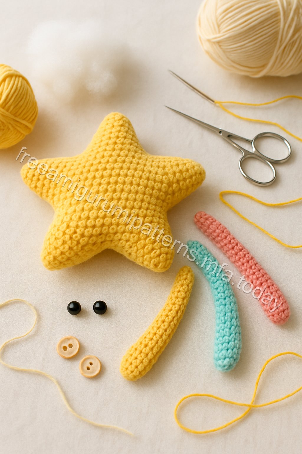 Amigurumi Shooting Star Free Pattern crochet parts