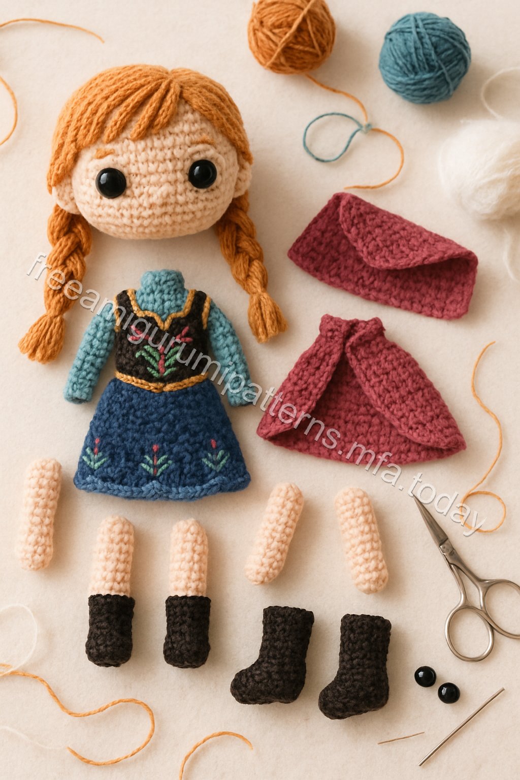 Amigurumi Ana Free Pattern crochet parts