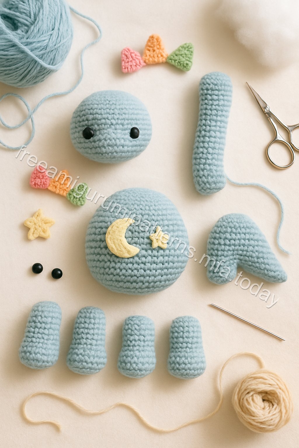 Amigurumi Brontosaurus Free Pattern crochet parts