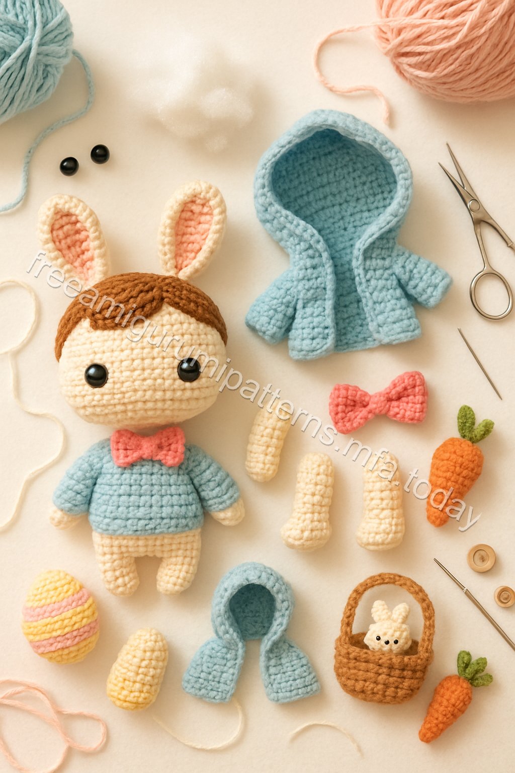 Amigurumi Springtime Bunny Boy Free Pattern crochet parts