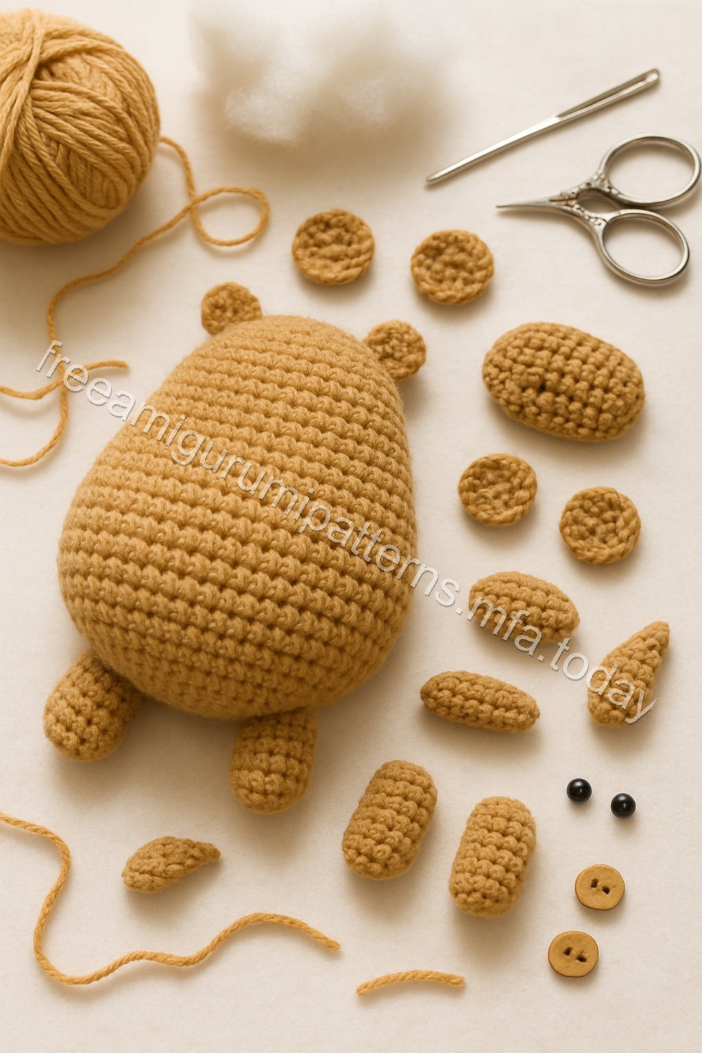 Amigurumi Capybara Free Pattern crochet parts