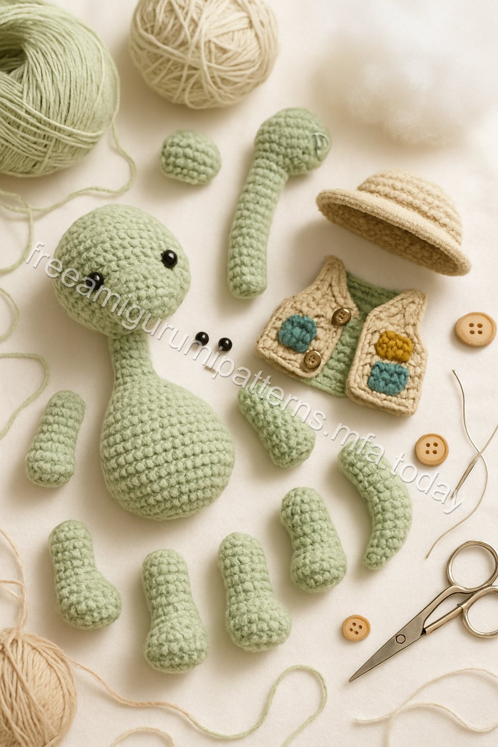 Amigurumi Atlas Dinosaur Free Pattern crochet parts