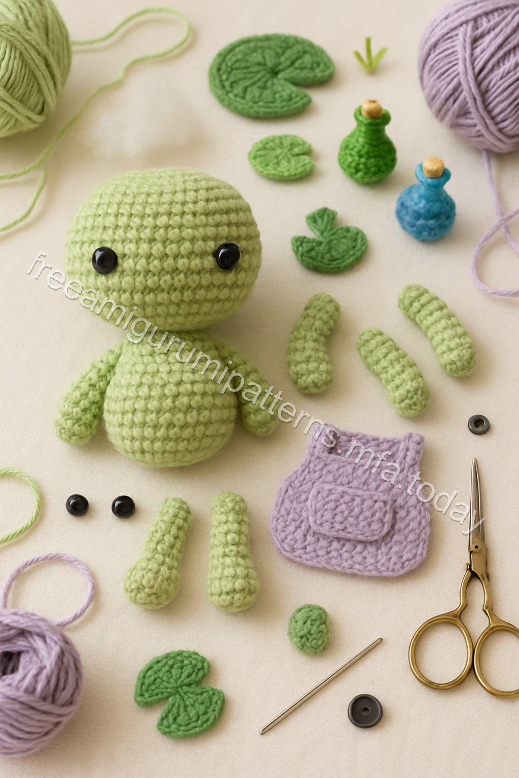 Amigurumi Frog Free Pattern crochet parts