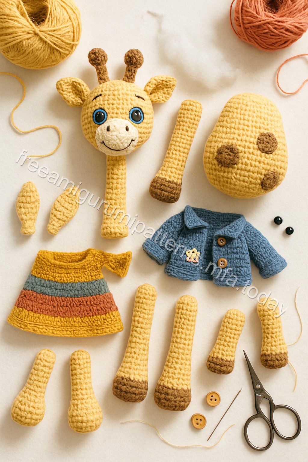 Amigurumi Giraffe Free Pattern crochet parts