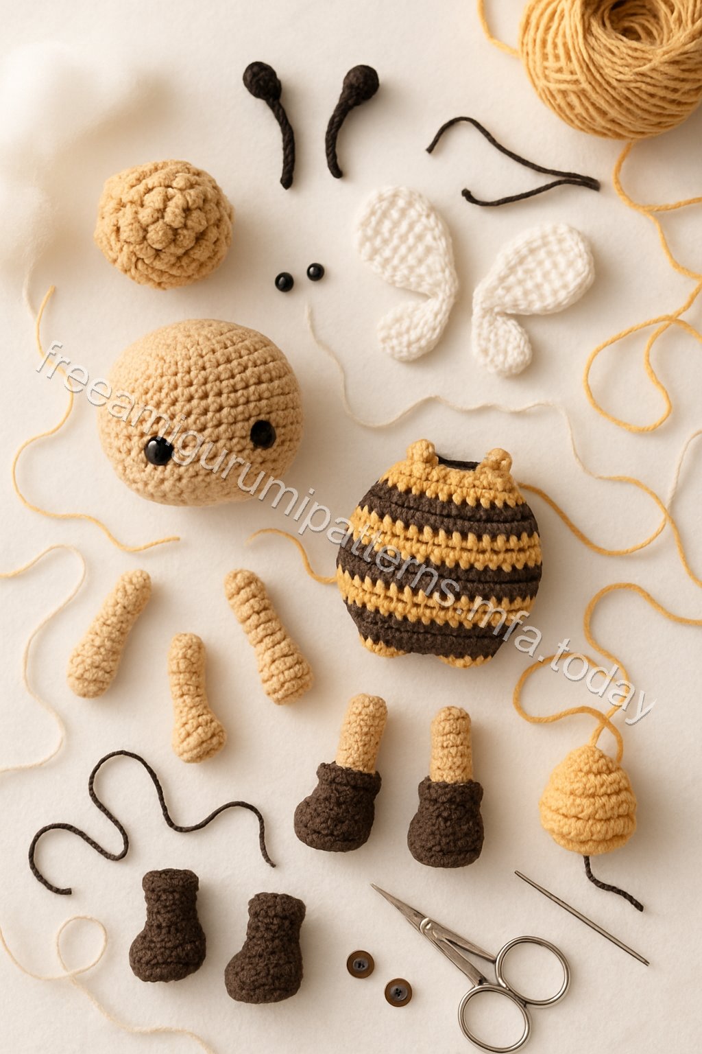 Amigurumi Honey Bee Free Pattern crochet parts
