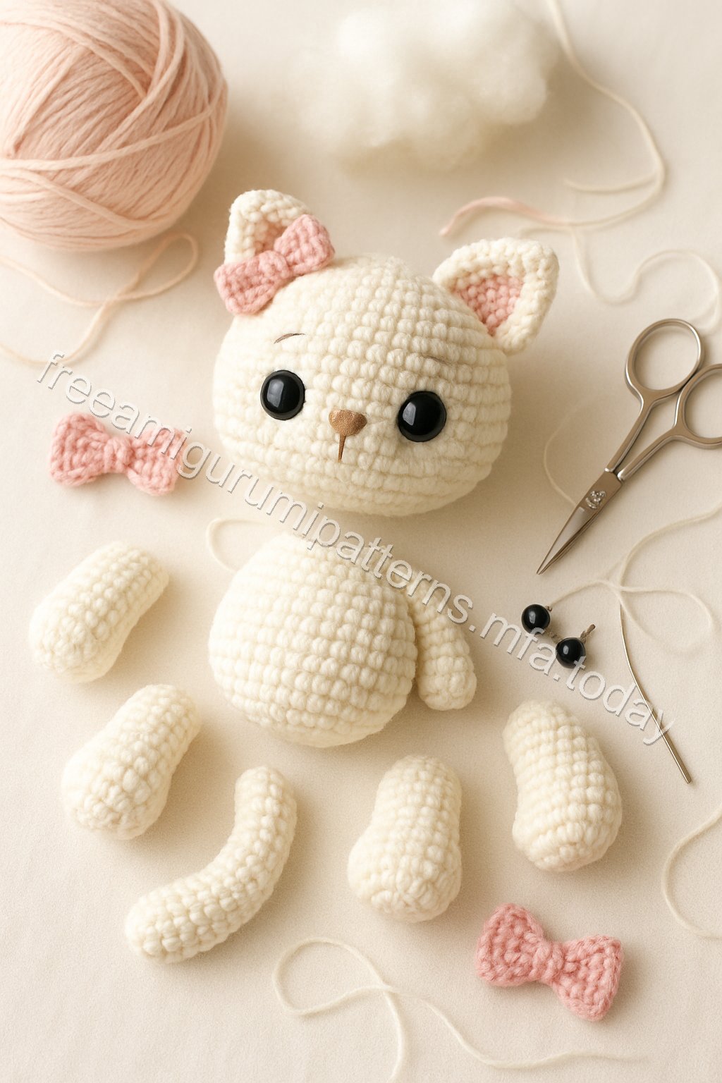 Amigurumi Marie Kitten Free Pattern crochet parts