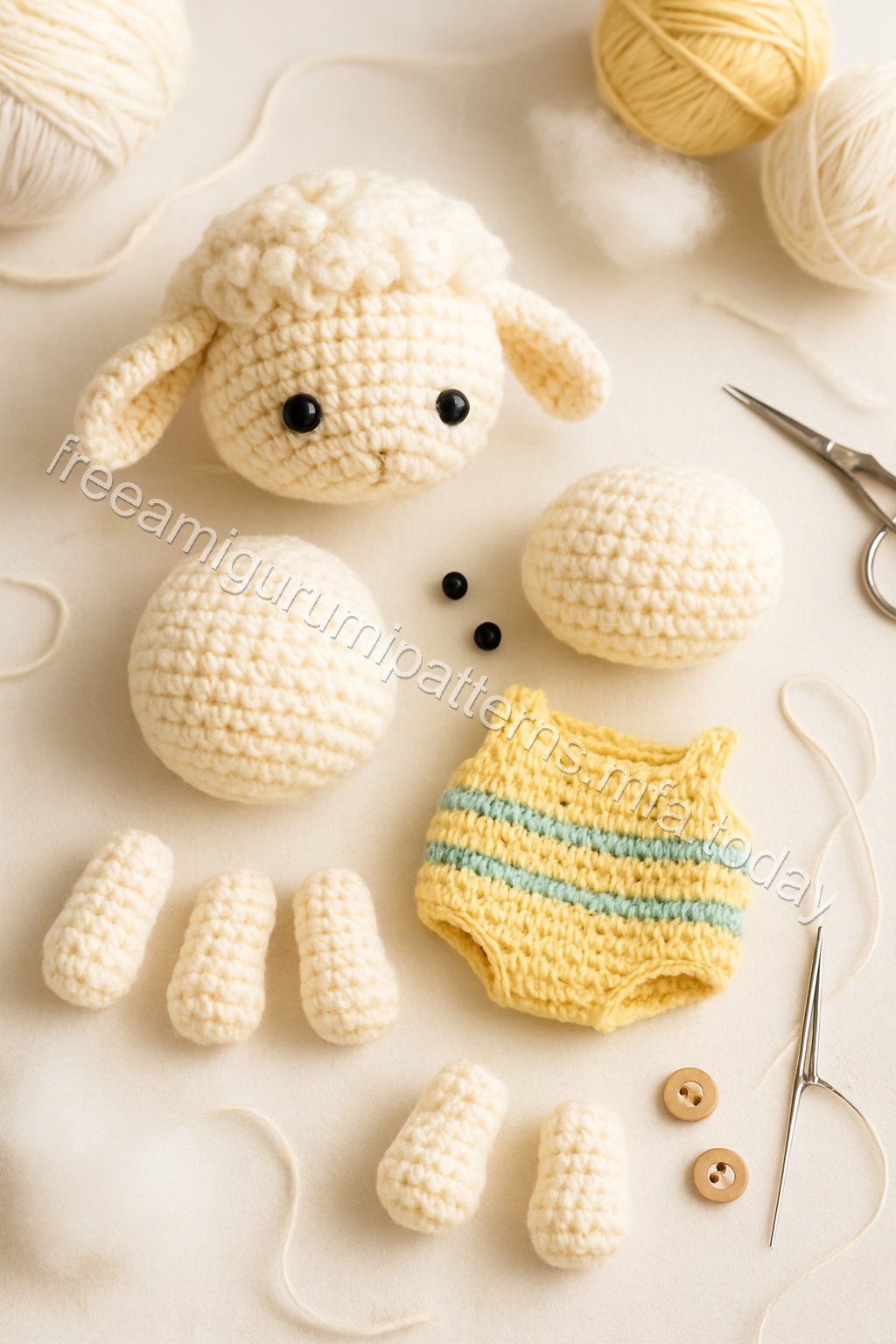 Amigurumi Lamb Free Pattern crochet parts