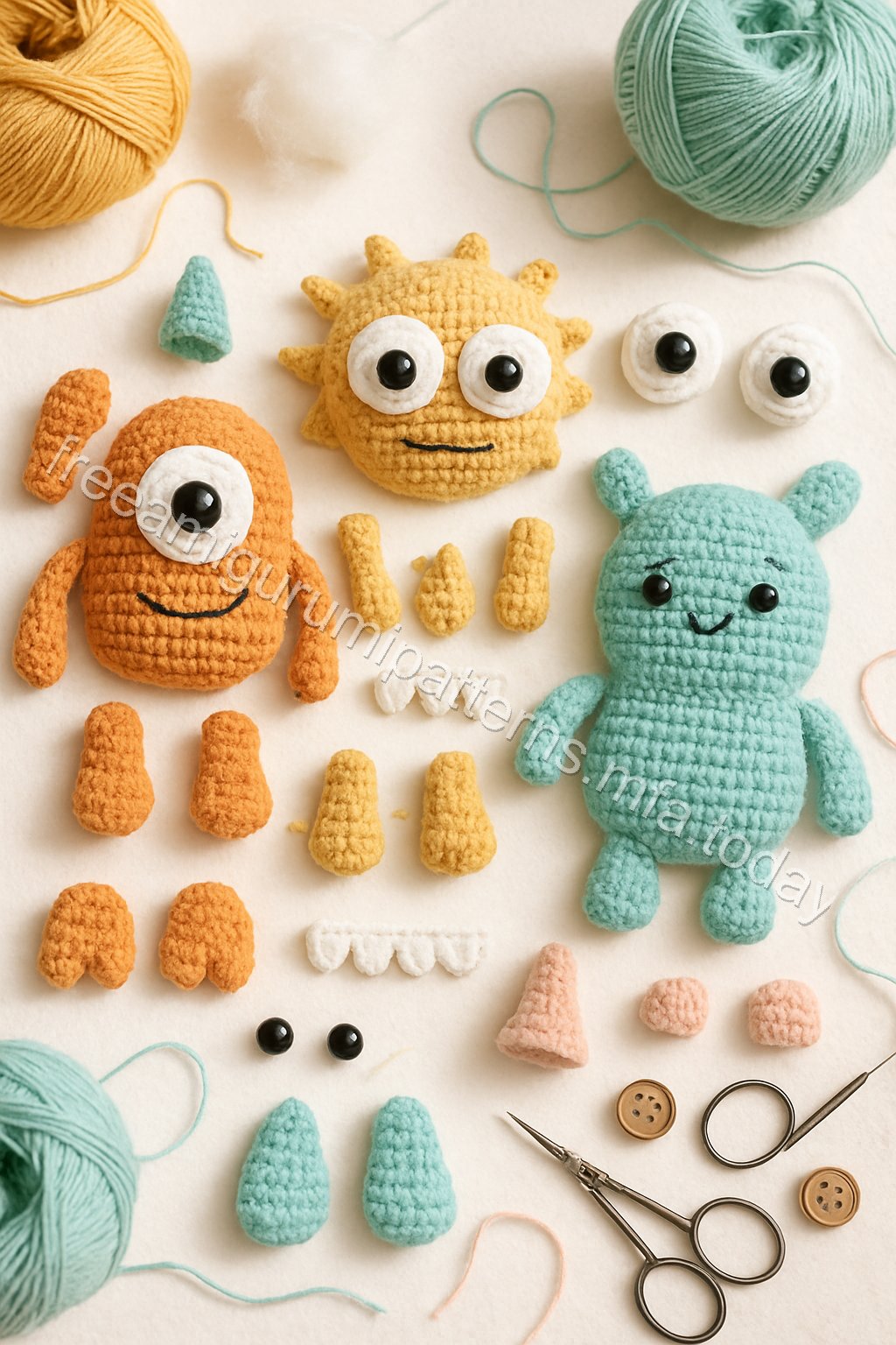 Amigurumi Little Monsters Free Pattern crochet parts