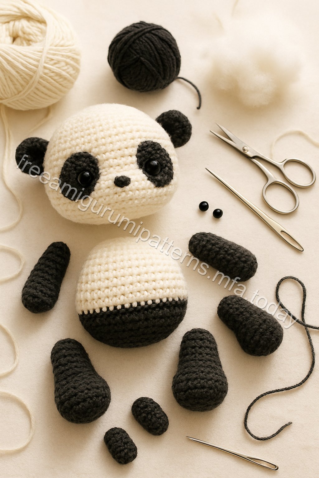 Amigurumi Panda Free Pattern crochet parts