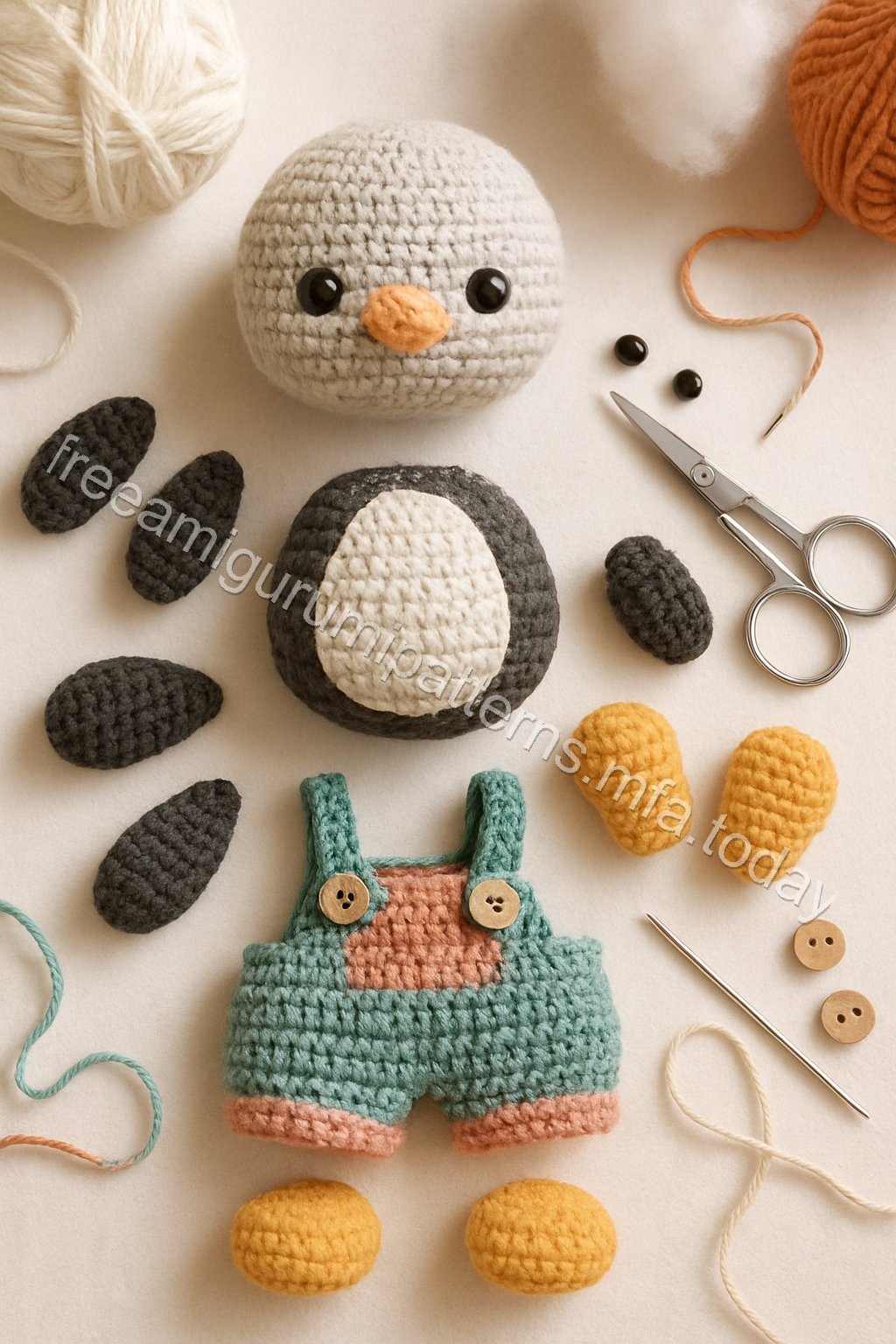 Amigurumi Penguin Free Pattern crochet parts