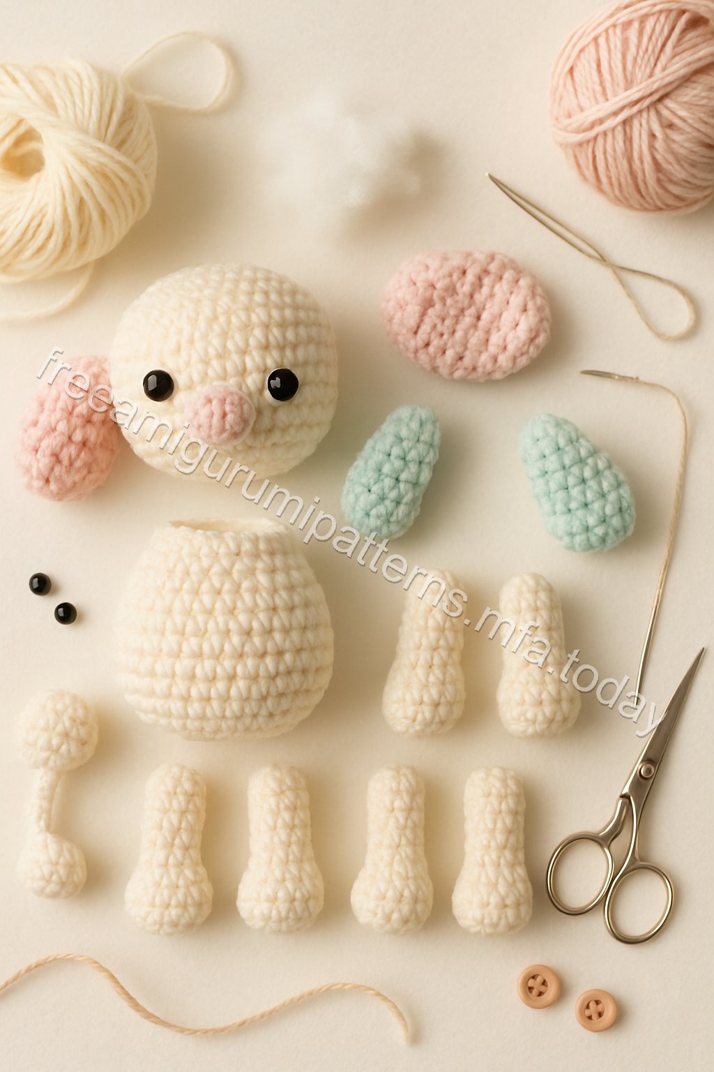 Amigurumi Poodle Free Pattern crochet parts