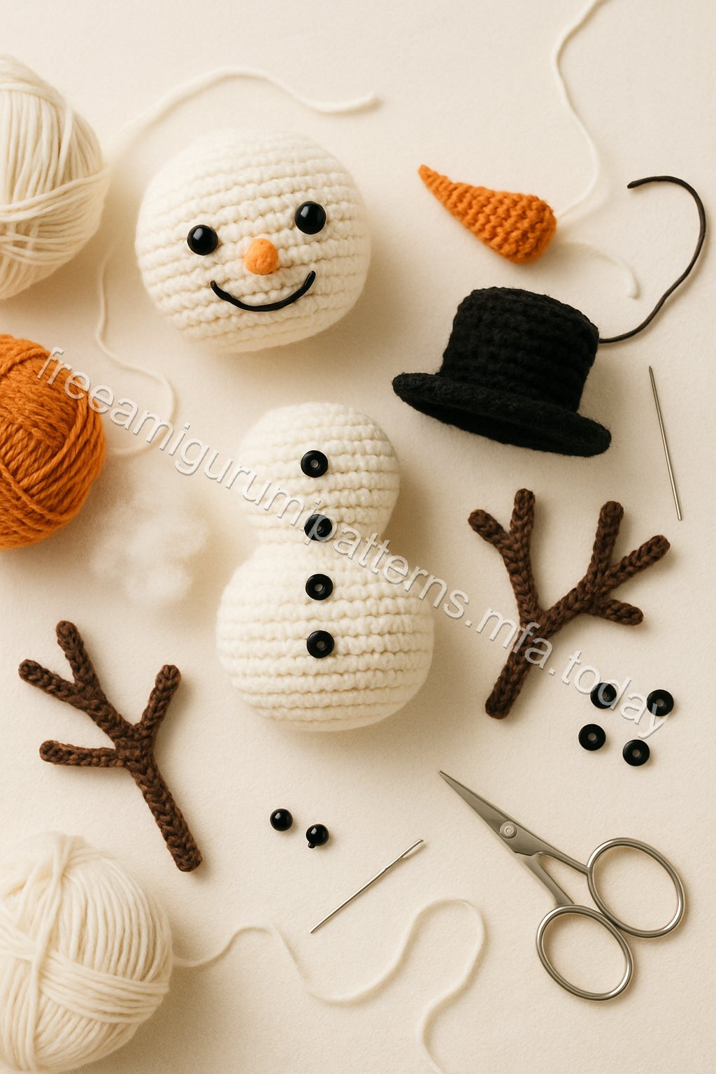 Amigurumi Winter Sisters And Snowman Free Pattern crochet parts