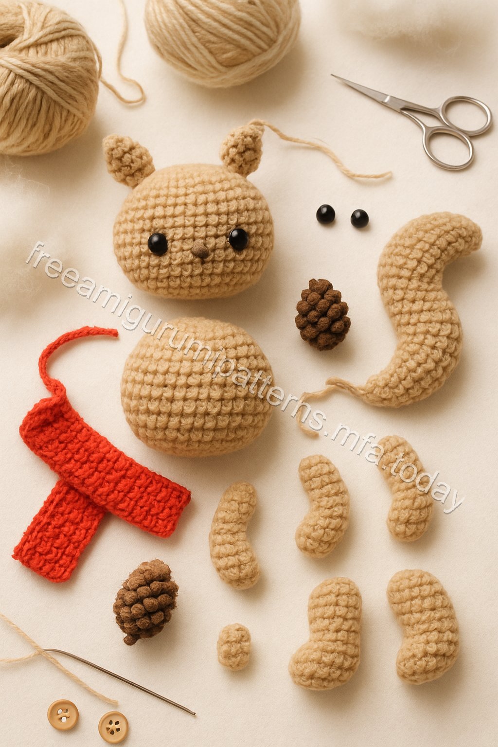 Amigurumi Squirrel Free Pattern crochet parts