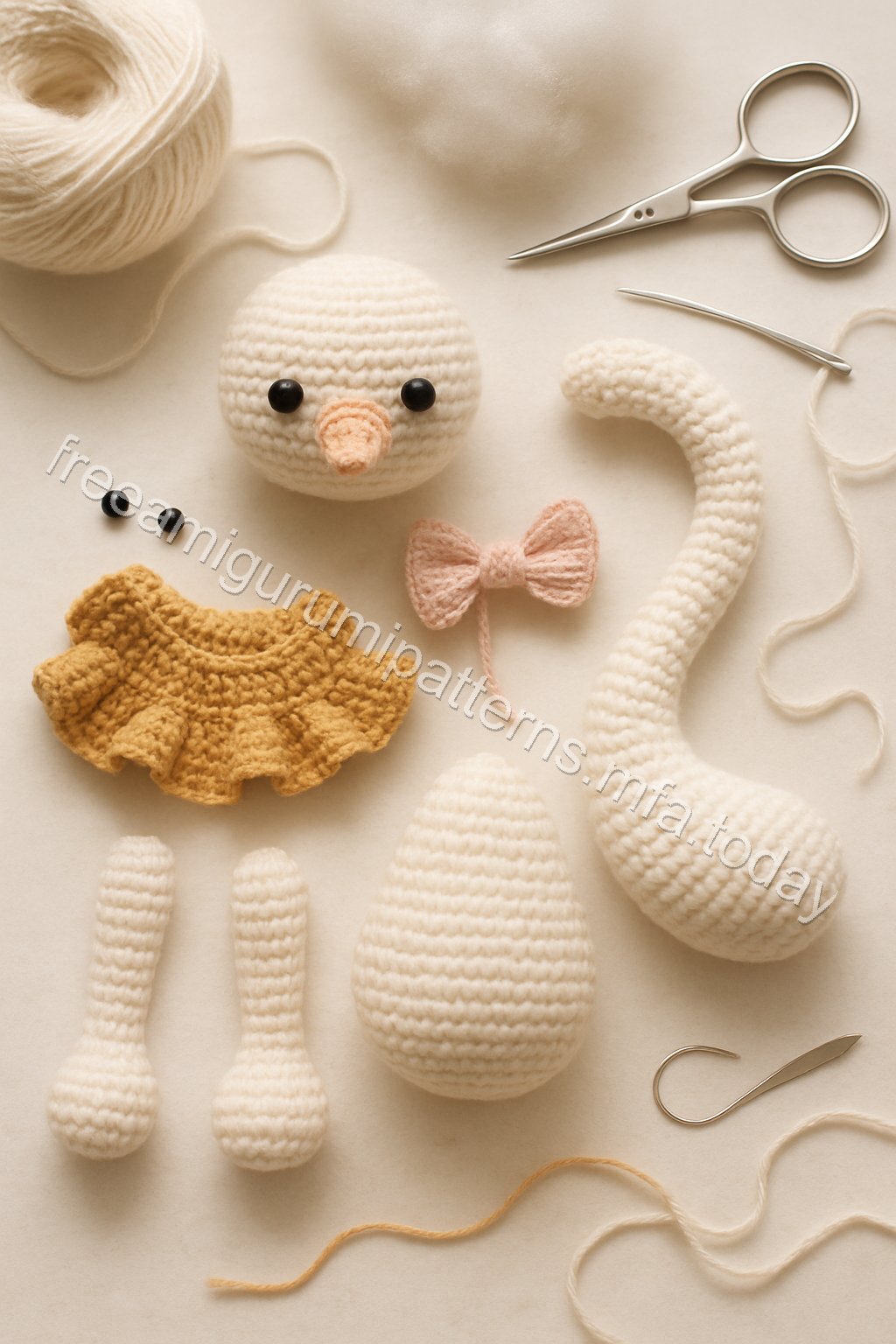 Amigurumi Swan Free Pattern crochet parts