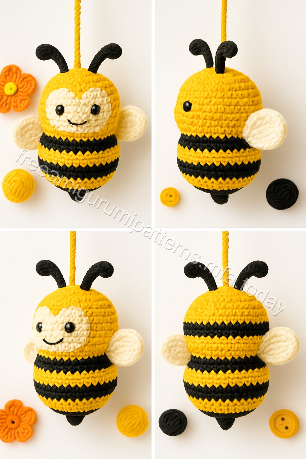 Amigurumi Hanging Bees Free Pattern