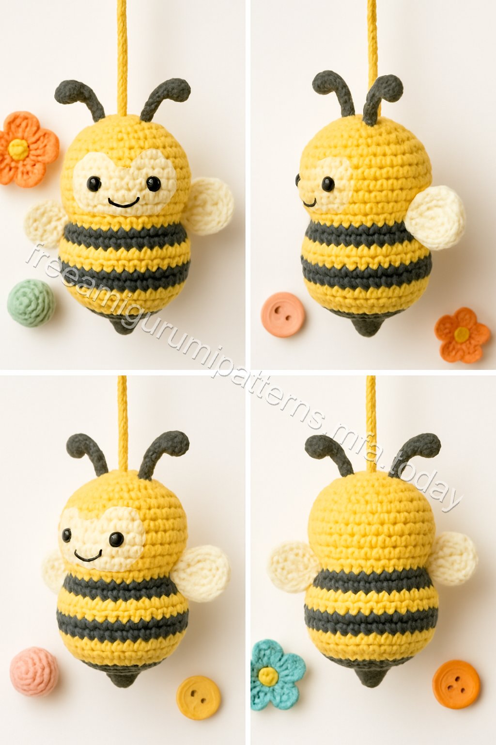 Amigurumi Hanging Bees Free Pattern