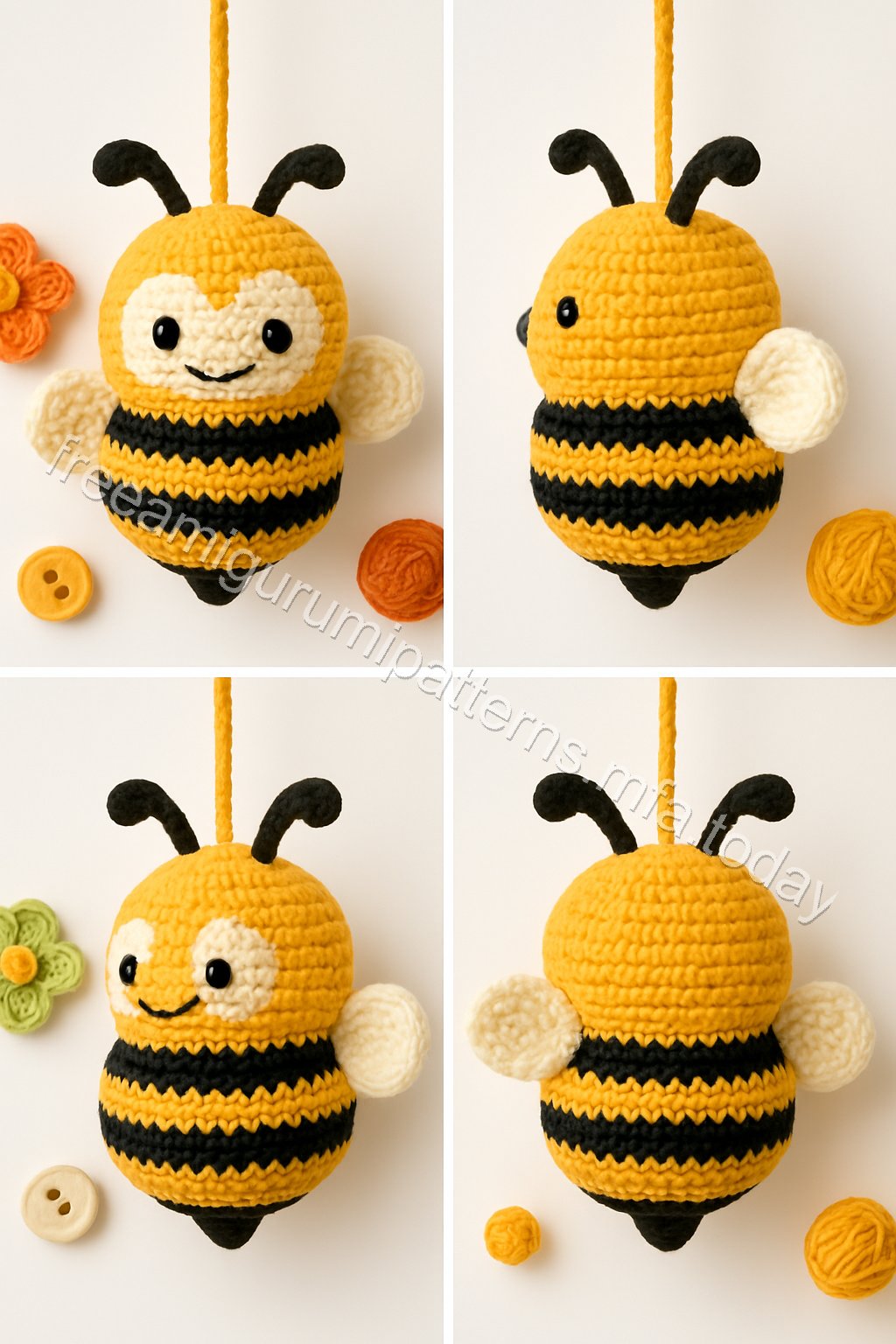 Amigurumi Hanging Bees Free Pattern