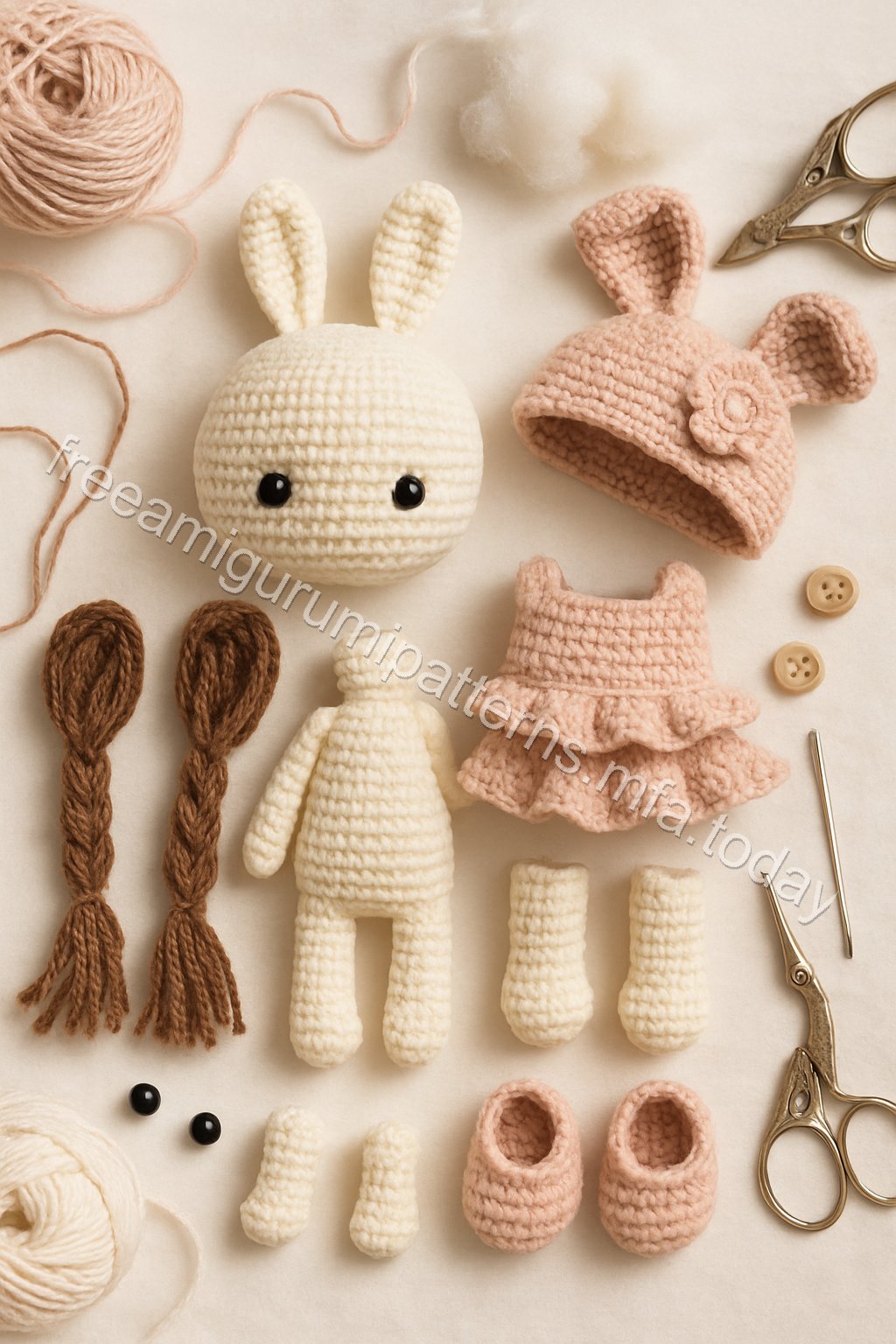 Amigurumi Bunny Girl Free Pattern crochet parts