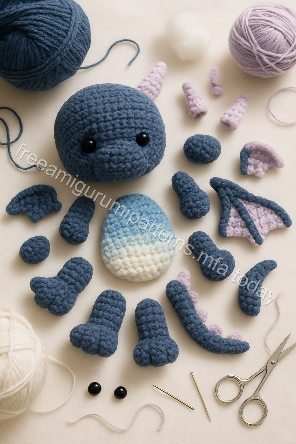 Amigurumi Velvet Dragon Free Pattern crochet parts