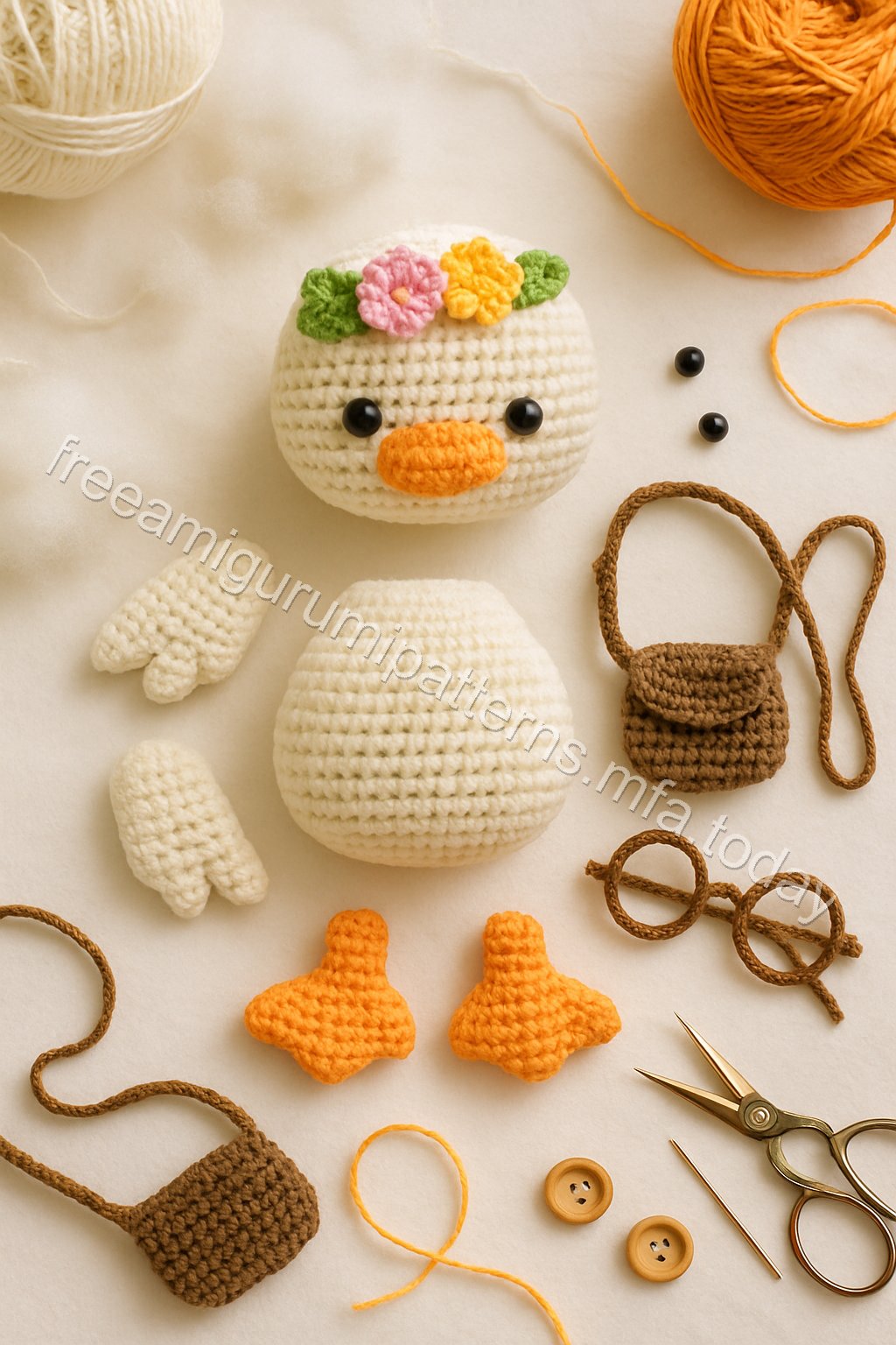 Amigurumi Duck Free Pattern crochet parts