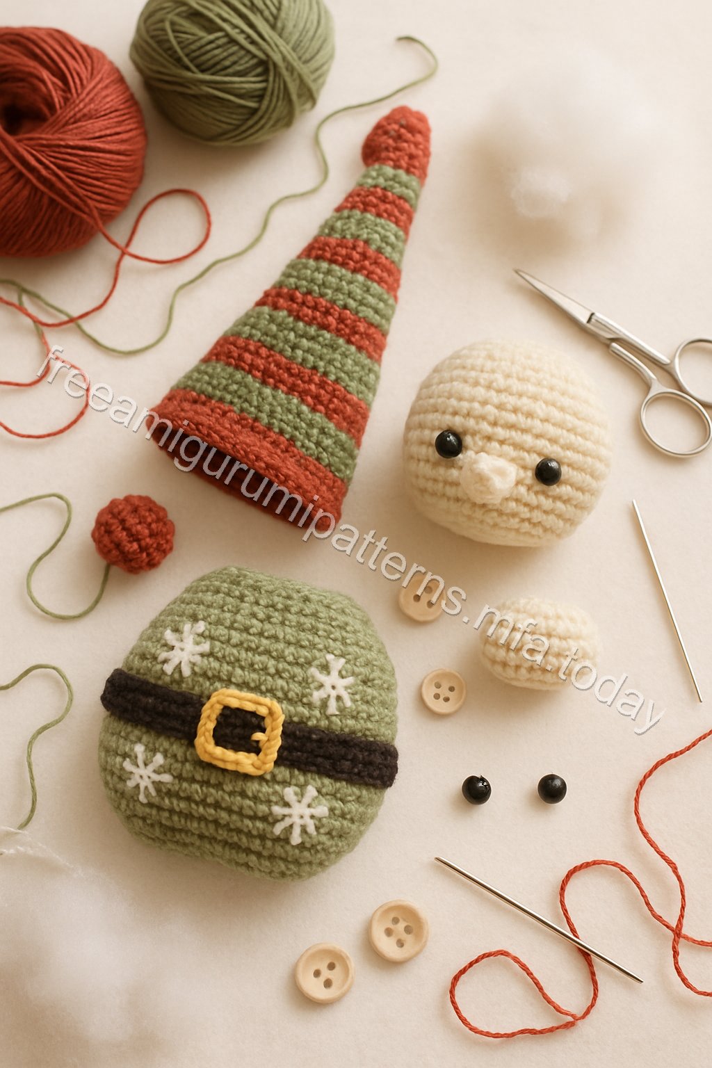 Amigurumi Christmas Gnome Free Pattern crochet parts