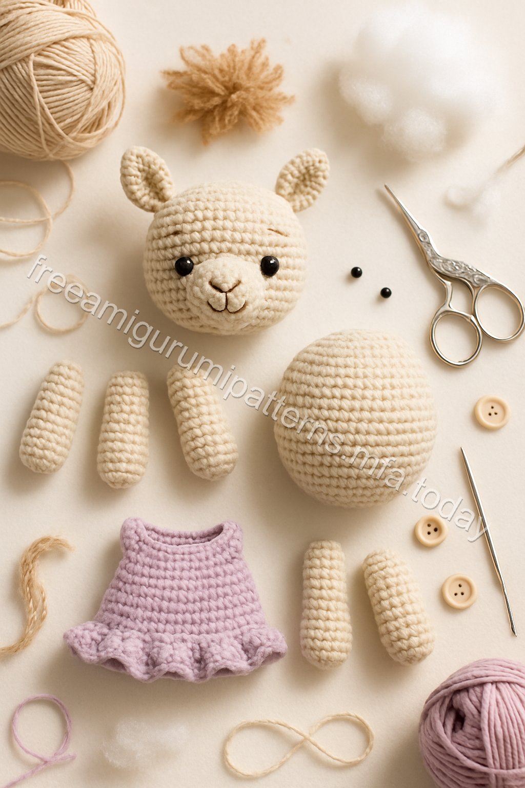 Amigurumi Llama Free Pattern crochet parts