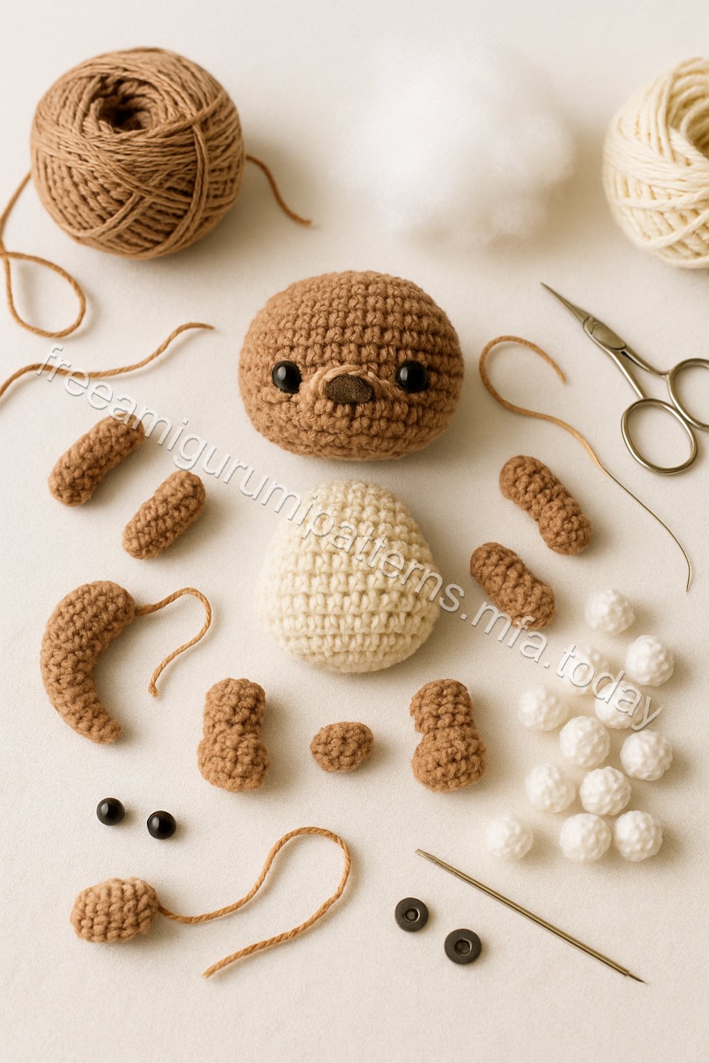 Amigurumi Otter Free Pattern crochet parts